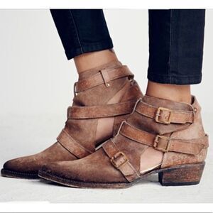 Freebird by Steven Jade Brown Distressed Ankle Boots